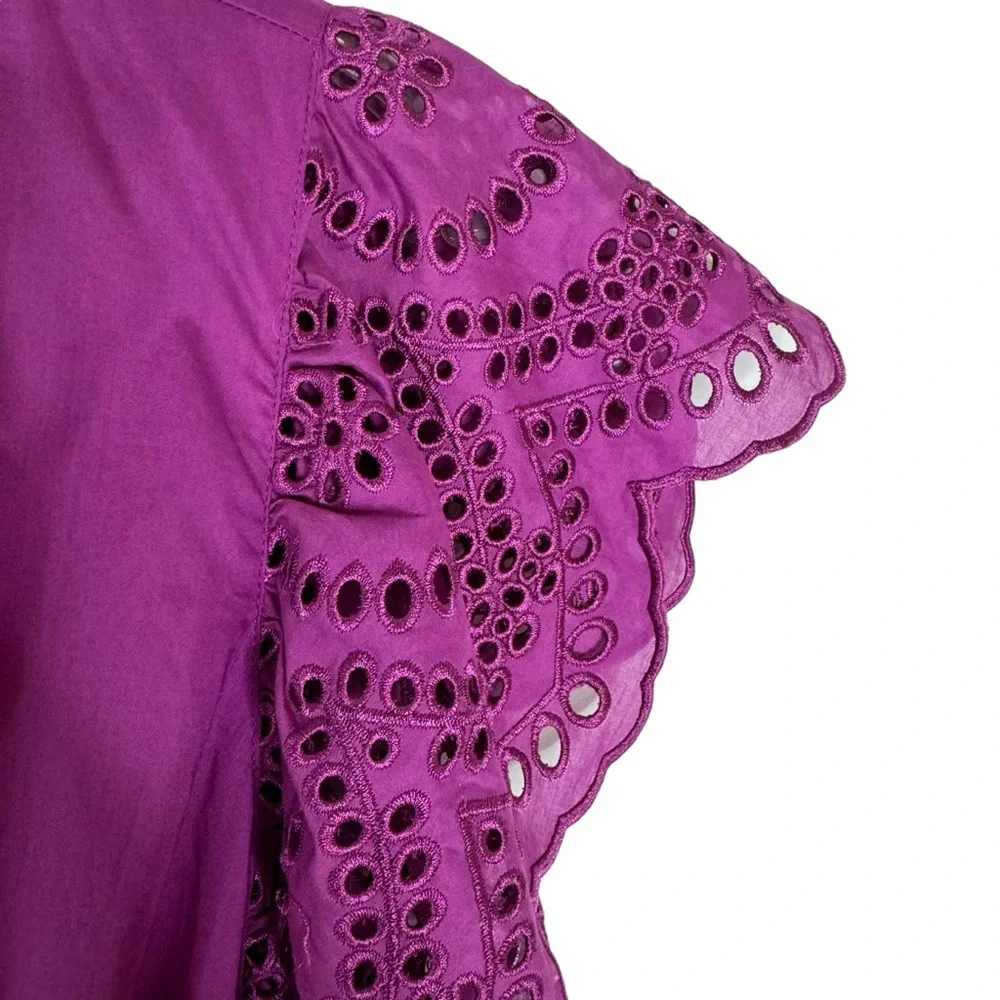 Rails Gia Eyelet Embroidered Cotton Midi Dress in Berry Size M NWT - Picture 10 of 13